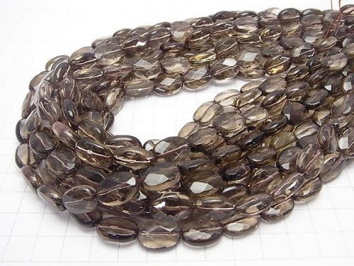 Light color Smoky Quartz AAA Faceted Oval 14 x 10 x 5 mm half or 1 strand beads (aprx.15 inch / 36 cm)