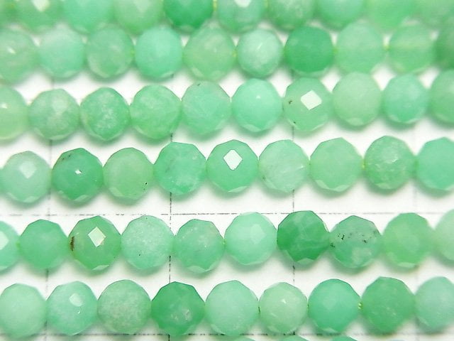 [Video]High Quality! Chrysoprase AA++ 32Faceted Round 4mm 1strand beads (aprx.15inch/37cm)