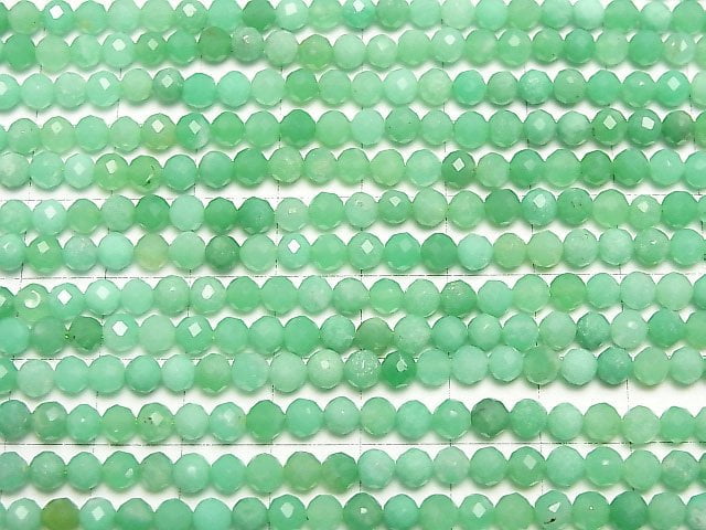 [Video]High Quality! Chrysoprase AA++ 32Faceted Round 4mm 1strand beads (aprx.15inch/37cm)