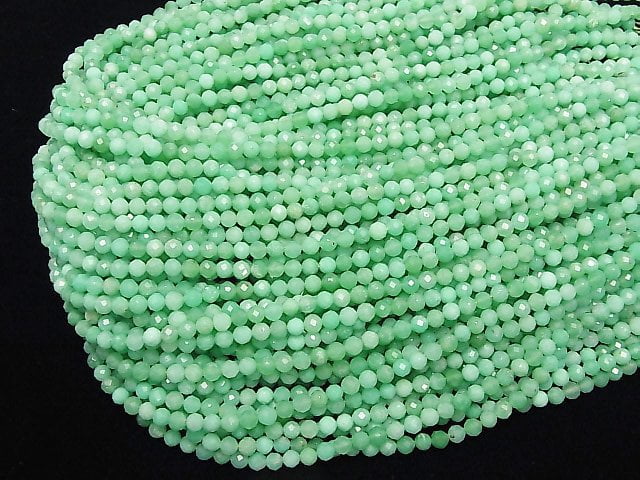 [Video]High Quality! Chrysoprase AA++ 32Faceted Round 4mm 1strand beads (aprx.15inch/37cm)