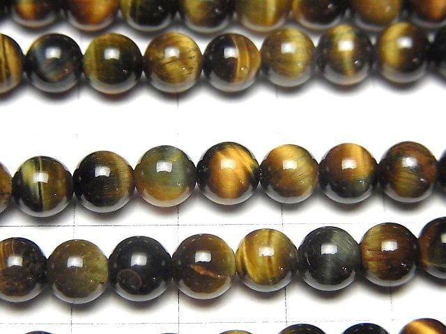 [Video] Mix Tiger's Eye AAA Round 6mm 1strand beads (aprx.15inch / 38cm)