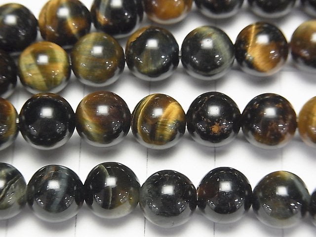 [Video] Mix Tiger's Eye AAA Round 8mm 1strand beads (aprx.15inch/37cm)