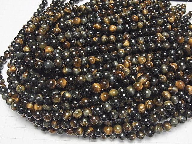 [Video] Mix Tiger's Eye AAA Round 8mm 1strand beads (aprx.15inch/37cm)