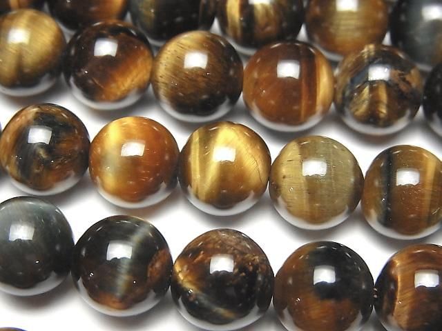 [Video] Mixed Tiger's Eye AAA - Round 10mm half or 1-strand beads (approx. 14 inches/34 cm)