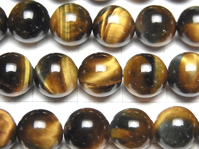 [Video] Mix Tiger's Eye AAA Round 10 mm half or 1 strand beads (aprx.15 inch / 38 cm)