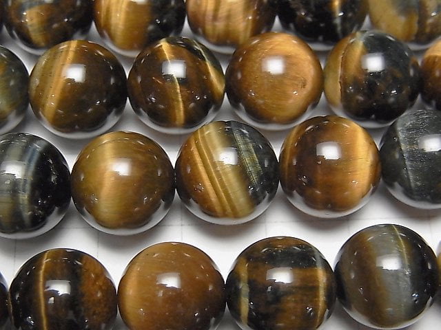 [Video] Mix Tiger's Eye AAA Round 12mm half or 1strand beads (aprx.15inch / 37cm)