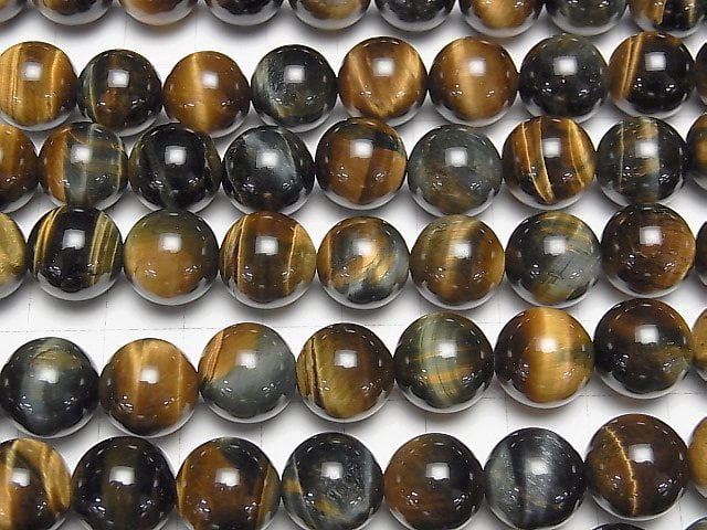 [Video] Mix Tiger's Eye AAA Round 12mm half or 1strand beads (aprx.15inch / 37cm)