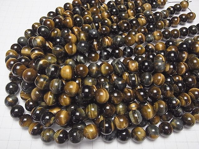 [Video] Mix Tiger's Eye AAA Round 12mm half or 1strand beads (aprx.15inch / 37cm)