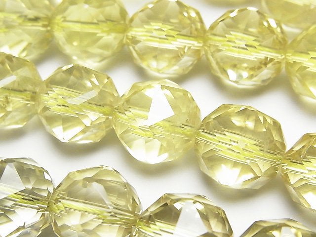 Faceted Round, Lemon Quartz, Star Gemstone Beads