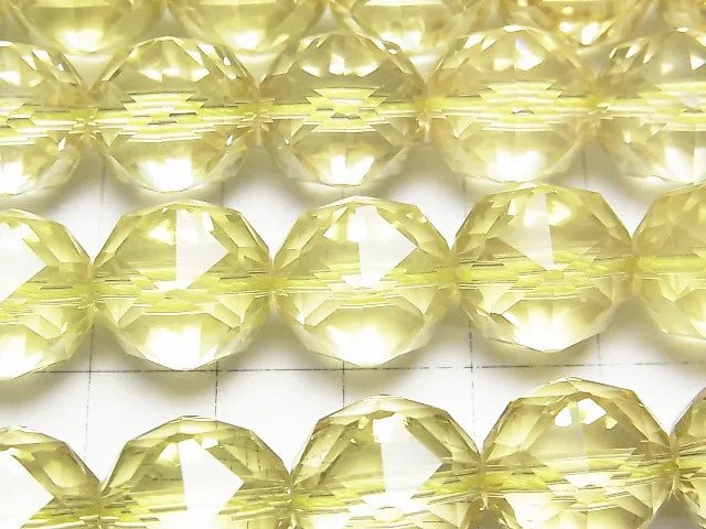 [Video] High Quality! Lemon Quartz AAA Star Faceted Round 14 mm 1/4 or 1strand beads (aprx.15 inch / 38 cm)