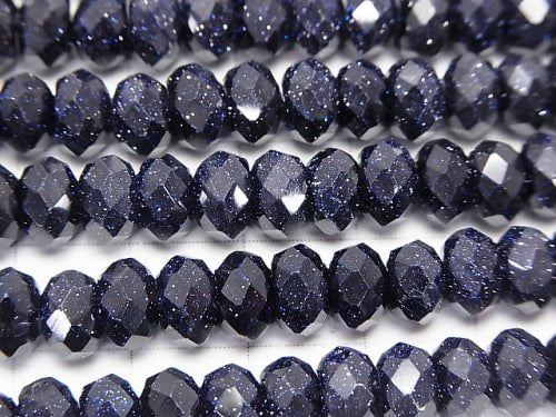 High Quality!  Blue Golden Sand Stone  Faceted Button Roundel 8x8x5mm half or 1strand beads (aprx.15inch/37cm)