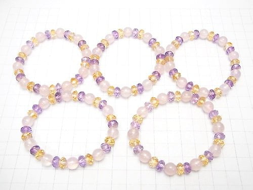 [Video] High Quality Mixed Stone AAA Faceted Button Rondelle xRound 8mm 1strand (Bracelet)