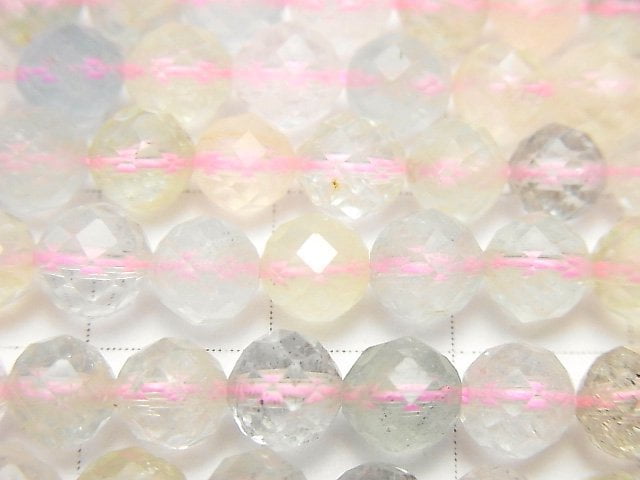 [Video]High Quality! Beryl Mix (Multi Color Aquamarine) AAA 64 Faceted Round 6 mm half or 1 strand beads (aprx. 15 inch / 37 cm)