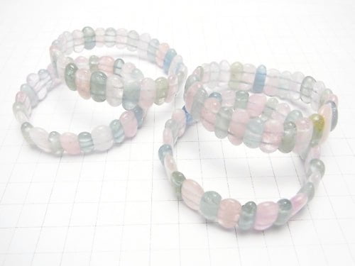 1strand $34.99 Beryl Mix (Multi Color Aquamarine) AAA - Two Hole Flat Nugget 1strand (Bracelet)