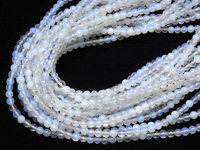 [Video] Synthetic Opal Round 4mm White 1strand beads (aprx.14inch/35cm)