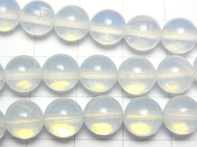 [Video] Synthetic Opal Round 8mm White 1strand beads (aprx.14inch/35cm)