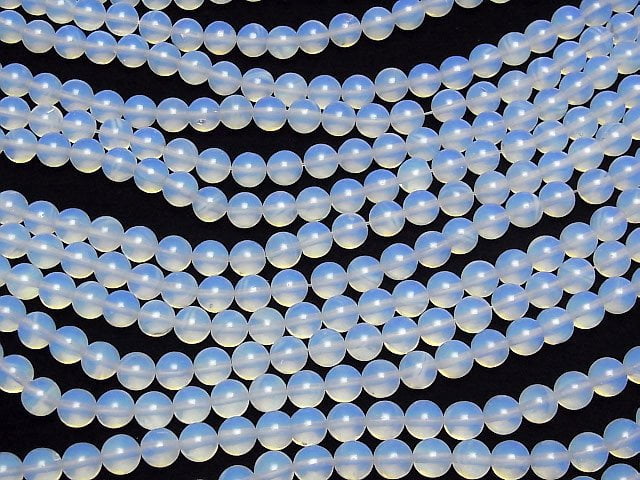 [Video] Synthetic Opal Round 8mm White 1strand beads (aprx.14inch/35cm)