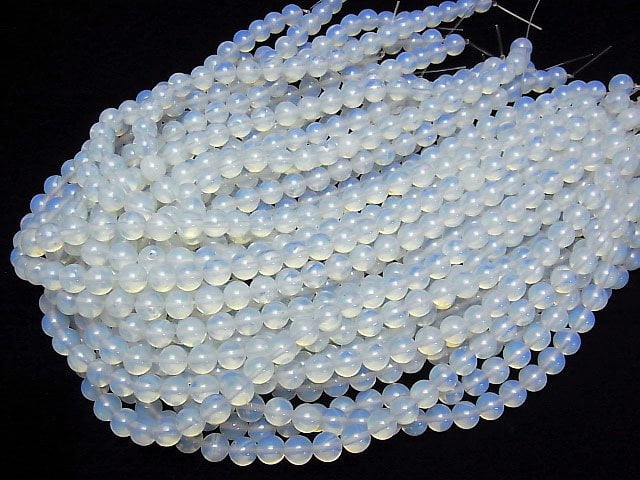 [Video] Synthetic Opal Round 8mm White 1strand beads (aprx.14inch/35cm)