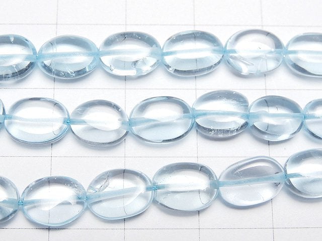 [Video] High Quality Sky Blue Topaz AAA Oval Size Gradation half or 1strand beads (aprx.15inch / 37 cm)