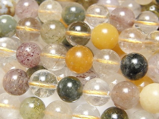 Round, Rutilated Quartz Gemstone Beads