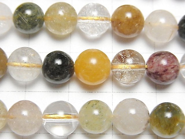 [Video] Multicolor Rutilated Quartz AA+ Round 8mm 1strand beads (aprx.15inch / 38cm)