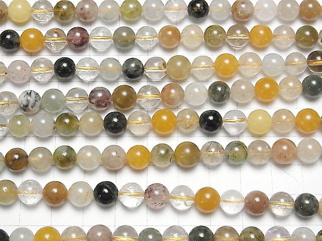 [Video] Multicolor Rutilated Quartz AA+ Round 8mm 1strand beads (aprx.15inch / 38cm)