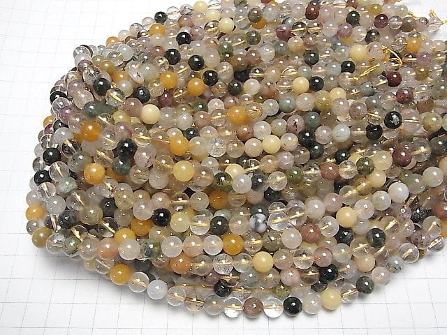 [Video] Multicolor Rutilated Quartz AA+ Round 8mm 1strand beads (aprx.15inch / 38cm)