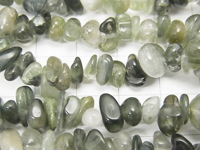 [Video] Actinolite in Quartz AA Chips (Small Nugget) 1strand beads (aprx.34inch / 86cm)