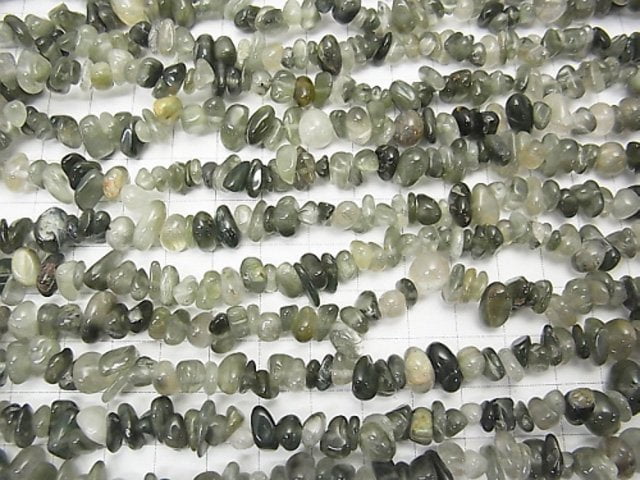 [Video] Actinolite in Quartz AA Chips (Small Nugget) 1strand beads (aprx.34inch / 86cm)