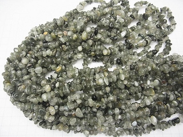 [Video] Actinolite in Quartz AA Chips (Small Nugget) 1strand beads (aprx.34inch / 86cm)