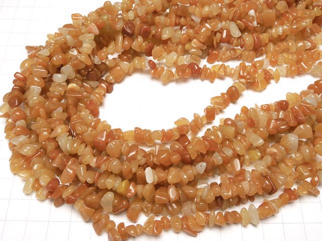 [Video] Orange Aventurine Chips (Small Nugget) 1 strand beads (aprx.30inch/74cm)
