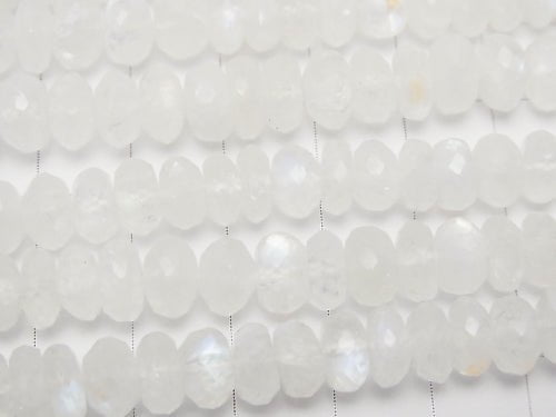 Rainbow Moonstone AAA - Faceted Button Roundel half or 1strand beads (aprx. 13 inch / 33 cm)