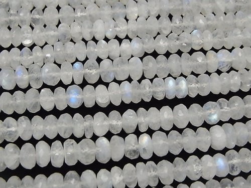 Rainbow Moonstone AAA - Faceted Button Roundel half or 1strand beads (aprx. 13 inch / 33 cm)