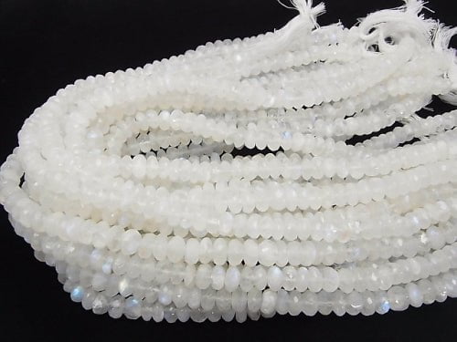 Rainbow Moonstone AAA - Faceted Button Roundel half or 1strand beads (aprx. 13 inch / 33 cm)