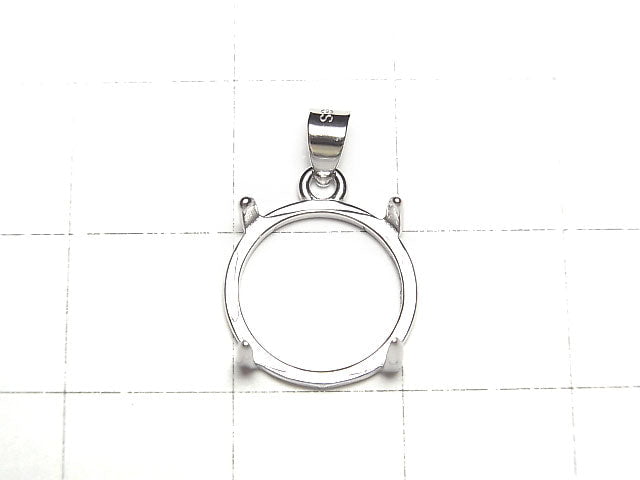 [Video] Silver925 Pendant Frame for Round 12mm Rhodium Plated 1pc