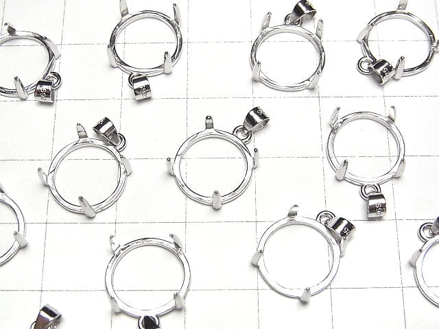 [Video] Silver925 Pendant Frame for Round 12mm Rhodium Plated 1pc