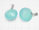 [Video] Sea Blue Chalcedony AAA Coin Pendant 20x20x10mm Silver925