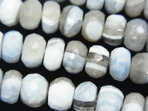 [Video] Stripe blue Opal AAA - Faceted Button Roundel half or 1strand beads (aprx.7inch / 18 cm)