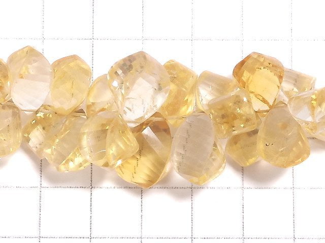 [Video] [One of a kind] High Quality Citrine AAA- Drop 4Faceted Twist Faceted Briolette 1strand beads (aprx.6inch / 16cm) NO.1