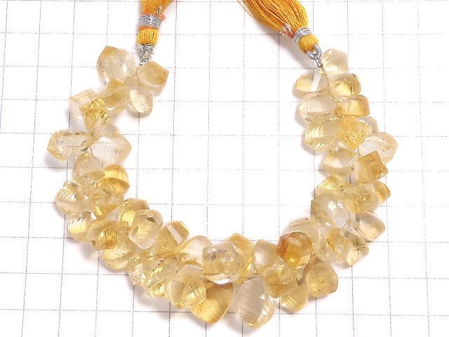 [Video] [One of a kind] High Quality Citrine AAA- Drop 4Faceted Twist Faceted Briolette 1strand beads (aprx.6inch / 16cm) NO.1