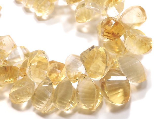 [Video] [One of a kind] High Quality Citrine AAA- Drop 4Faceted Twist Faceted Briolette 1strand beads (aprx.6inch / 16cm) NO.1