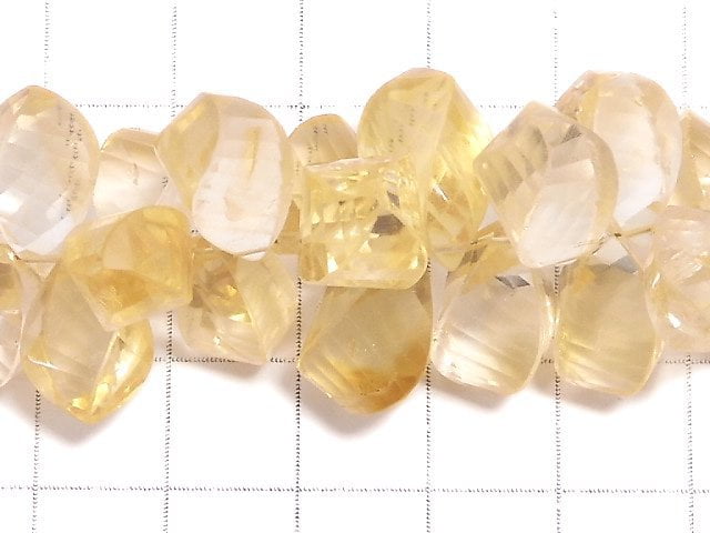 [Video] [One of a kind] High Quality Citrine AAA- Drop 4Faceted Twist Faceted Briolette 1strand beads (aprx.6inch / 16cm) NO.4