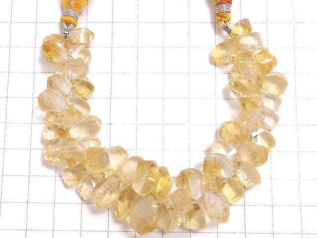 [Video] [One of a kind] High Quality Citrine AAA- Drop 4Faceted Twist Faceted Briolette 1strand beads (aprx.6inch / 16cm) NO.4