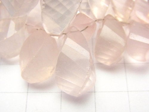 [Video] [One of a kind] High Quality Rose Quartz AAA- - AA++ Drop 4Faceted Twist Faceted Briolette 1strand beads (aprx.6inch / 16cm) NO.1