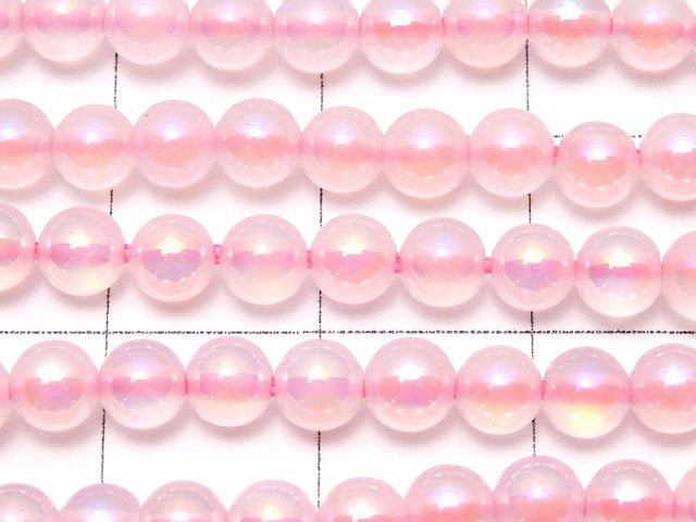 [Video] Flash, pink color Chalcedony Round 4mm 1strand beads (aprx.15inch / 36cm)
