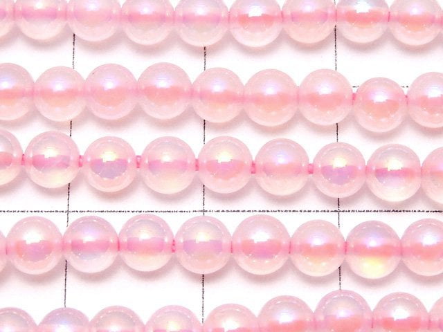 [Video] Flash, pink color Chalcedony Round 4mm 1strand beads (aprx.15inch / 36cm)