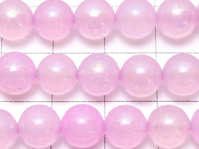 [Video] Flash, pink color Chalcedony Round 8mm 1strand beads (aprx.15inch / 36cm)