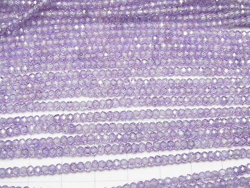 1strand $8.79! Lavender color Cubic Zirconia AAA Faceted Button Roundel 1strand beads (aprx.13inch / 32cm)