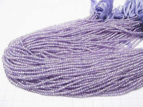 1strand $8.79! Lavender color Cubic Zirconia AAA Faceted Button Roundel 1strand beads (aprx.13inch / 32cm)