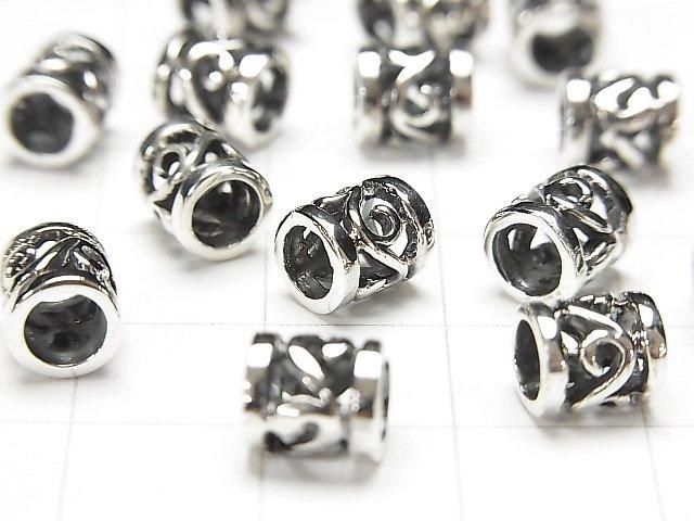 Silver925 Designed Rondelle 6.5x6x6mm 1pc